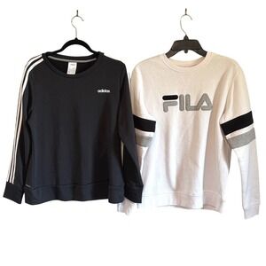Set of 2 Medium Sweatshirts Fila White Adidas Black